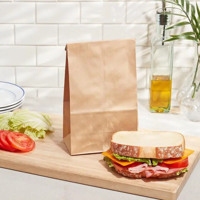 Alt view image 7 of 7 - (4 pack) Great Value Self Standing Lunch Bags, Brown Kraft Paper, 100 Count