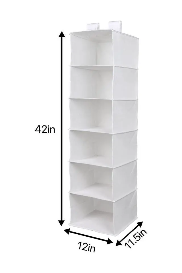 Alt view image 4 of 7 - Mainstays 6 Shelf Non-Woven Hanging Closet Organizer Shelf Dividers, Arctic White