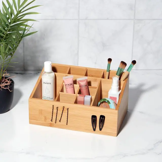 Alt view image 3 of 6 - Better Homes & Gardens 12-Compartment Bamboo Bathroom Organizer, Brown