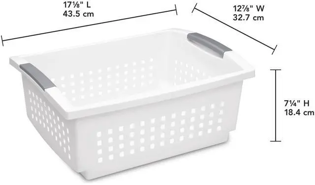 Alt view image 6 of 6 - Sterilite Large Stacking Basket, Open Plastic Bin, Space Saving Organizers, White