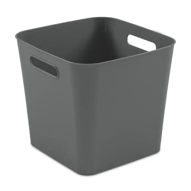 Alt view image 3 of 6 - (3 pack) Mainstays Plastic Cube Bin with Handles, Gray Flannel, 1 Piece
