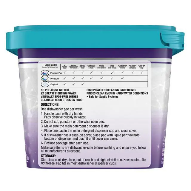 Alt view image 4 of 7 - Great Value Premium Plus Dishwasher Pacs, Fresh Scent, 47 Count
