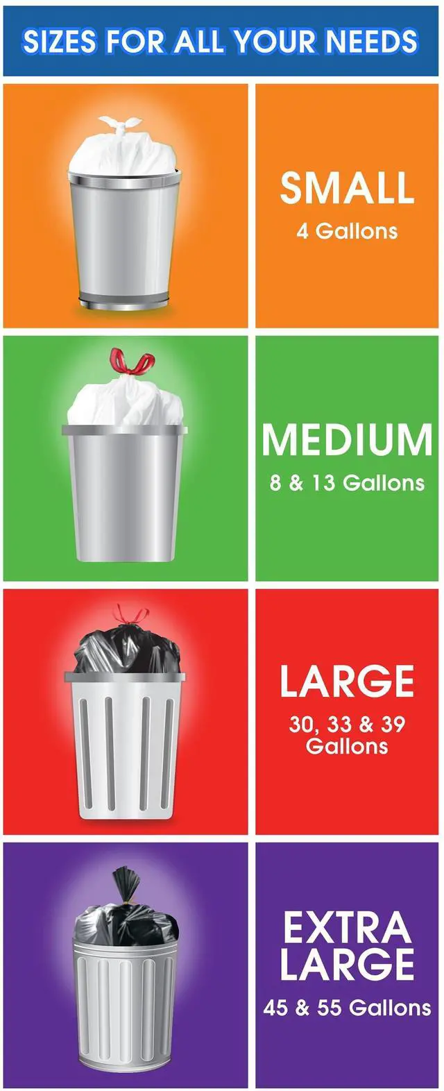 Alt view image 2 of 7 - Great Value 55-Gallon Extra Large Outdoor Twist Tie Trash Bags, Unscented, 20 Bags