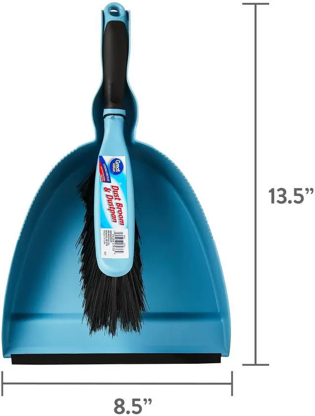 Alt view image 5 of 6 - Great Value Plastic Dust Broom and Pan Set, Blue