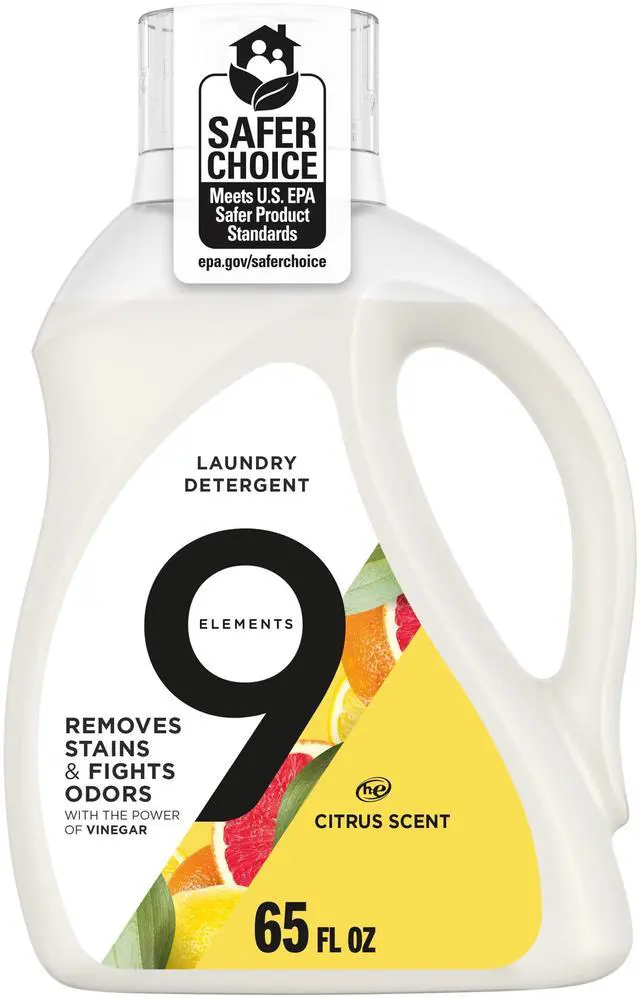Main image of 9 Elements Vinegar Powered Liquid Laundry Detergent, Citrus Scent, 65 fl oz, 35 Loads