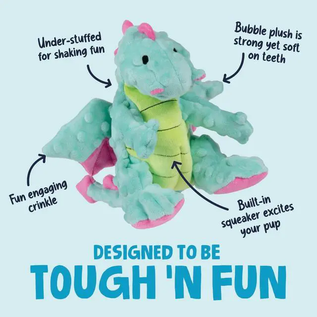 Alt view image 6 of 6 - goDog Dragons Extra Soft Plush Toy for Dogs with Chew Guard Technology for Stronger & Longer Play, Soft & Durable with Built-In Squeaker, Seafoam, Medium