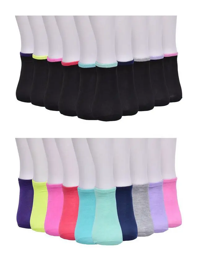 Alt view image 2 of 6 - Wonder Nation Girls No Show Socks, 20-Pack, Sizes S-L
