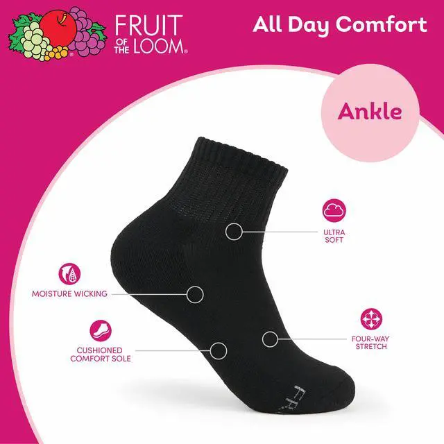 Alt view image 6 of 7 - Fruit of the Loom All Day Comfort Women's Socks, Sizes 4-12, 6-Pack