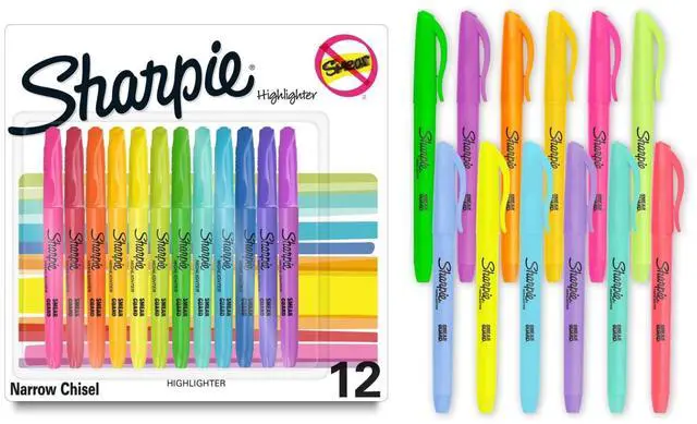 Main image of Sharpie Pocket Highlighters, Assorted, Chisel Tip, 12 Count
