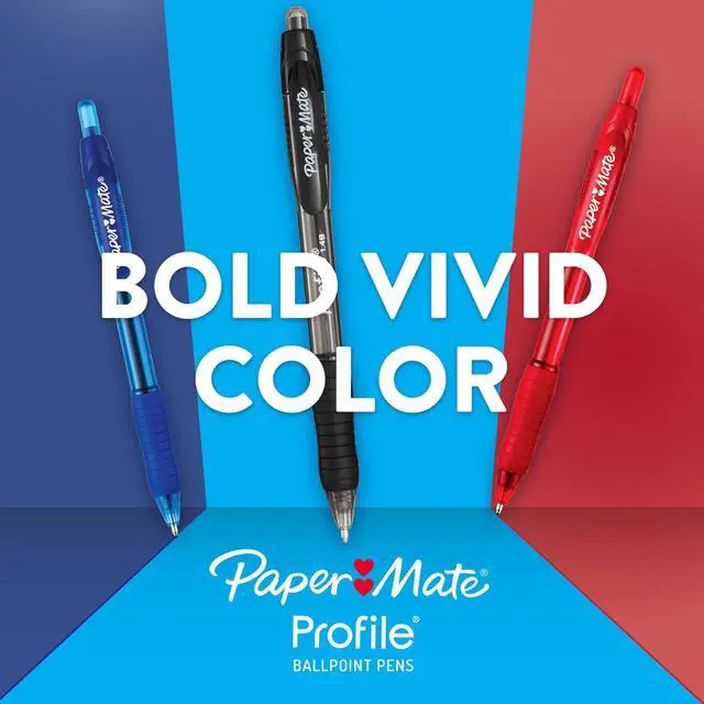 Alt view image 6 of 6 - Paper Mate Profile Retractable Ballpoint Pens, 1.4 mm Bold Point, Black, 8 Count