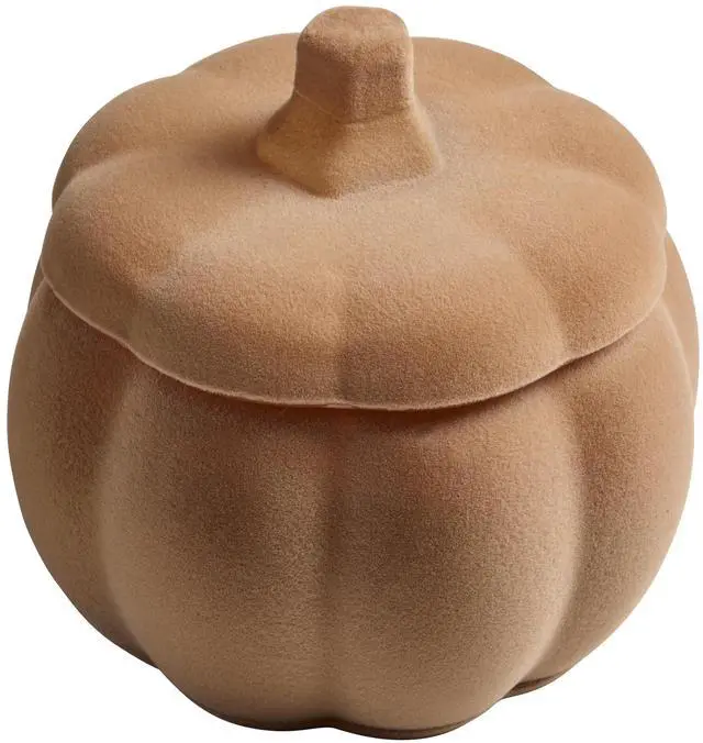 Main image of Better Homes & Gardens 2-Wick 12.7 oz Flocked Pumpkin Jar Candle, Pumpkin Snickerdoodle Swirl
