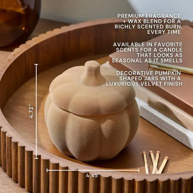Alt view image 3 of 7 - Better Homes & Gardens 2-Wick 12.7 oz Flocked Pumpkin Jar Candle, Pumpkin Snickerdoodle Swirl