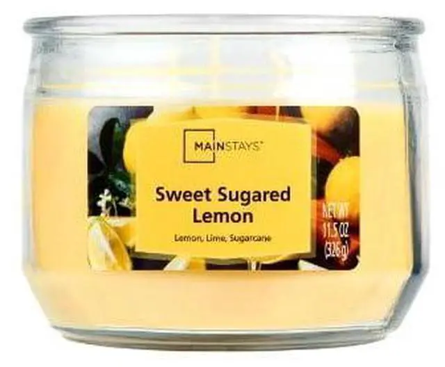 Main image of Mainstays 3-Wick Glass Jar Candle, Sweet Sugared Lemon, Yellow, 11.5 oz