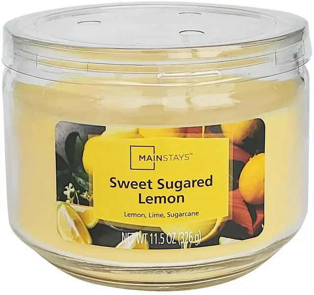 Alt view image 5 of 7 - Mainstays 3-Wick Glass Jar Candle, Sweet Sugared Lemon, Yellow, 11.5 oz