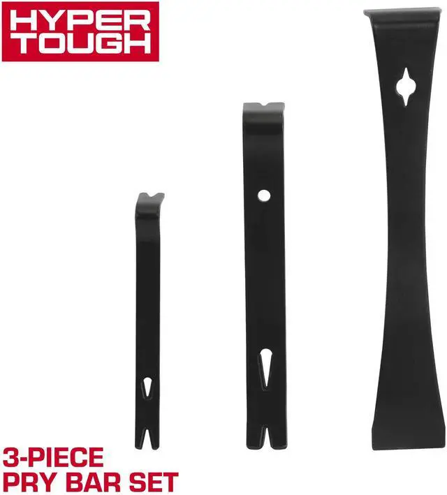 Main image of Hyper Tough 3-piece Pry Bar Set with Nail Pull, 5-1/2, 7-1/2, 9-1/2-inch
