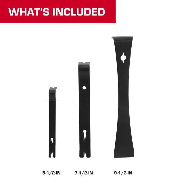 Alt view image 4 of 7 - Hyper Tough 3-piece Pry Bar Set with Nail Pull, 5-1/2, 7-1/2, 9-1/2-inch