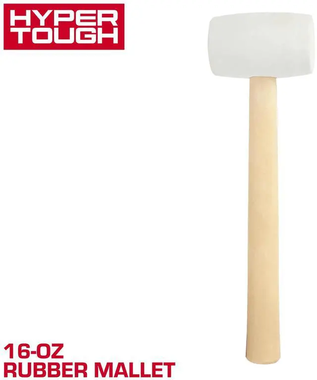 Alt view image 6 of 7 - Hyper Tough 16 Ounce White Rubber Mallet with Wood Handle