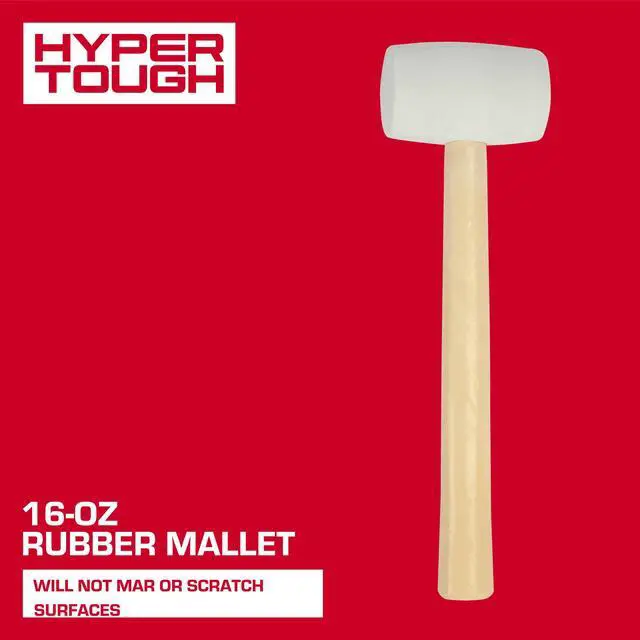 Alt view image 5 of 7 - Hyper Tough 16 Ounce White Rubber Mallet with Wood Handle