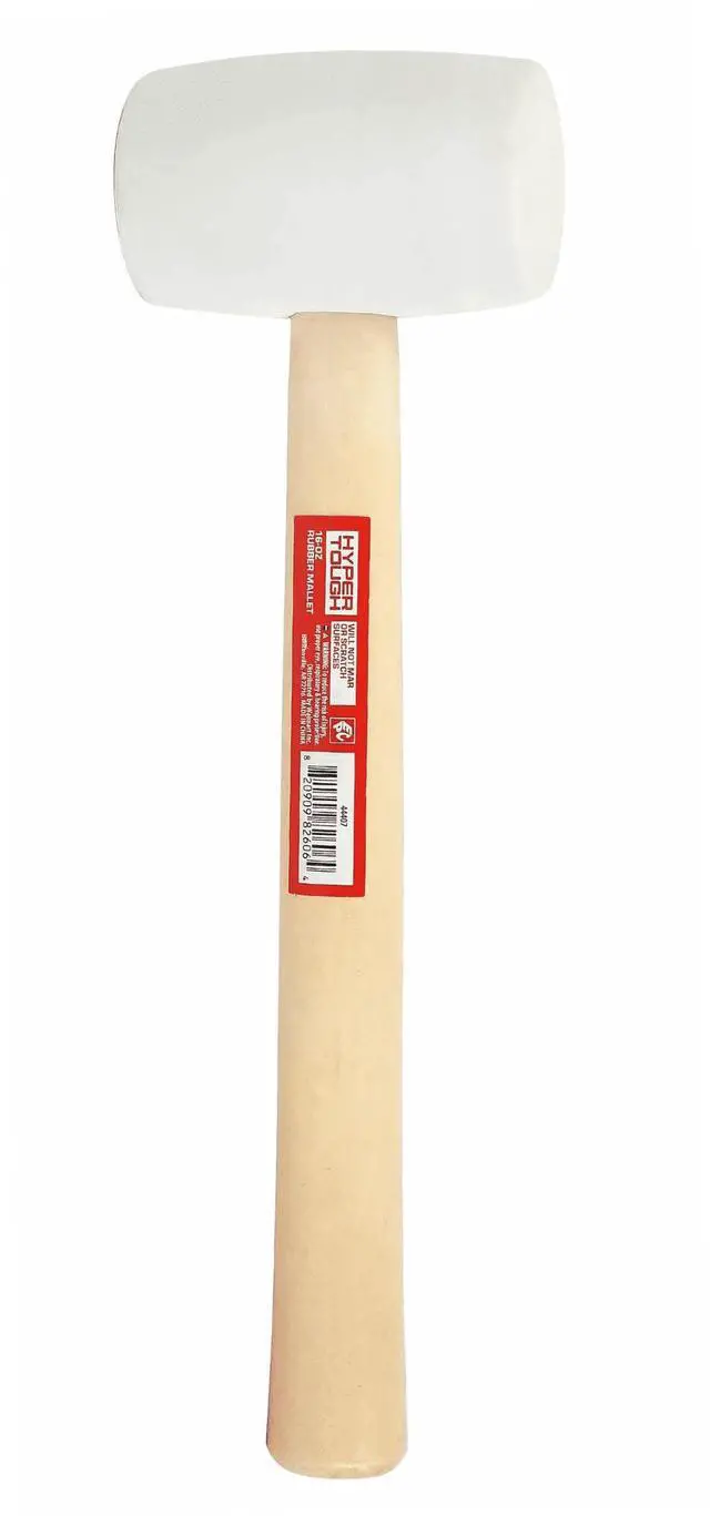Alt view image 2 of 7 - Hyper Tough 16 Ounce White Rubber Mallet with Wood Handle