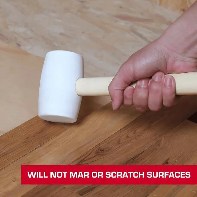 Main image of Hyper Tough 16 Ounce White Rubber Mallet with Wood Handle