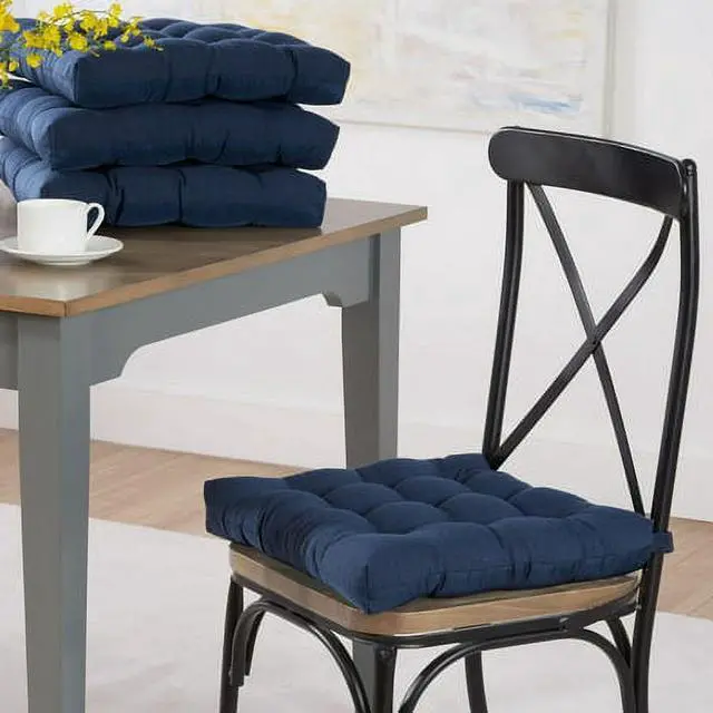 Alt view image 4 of 4 - Mainstays Textured Chair Seat Pad (Chair Cushion), Navy Color, 1-Piece, 15.5" x 16"