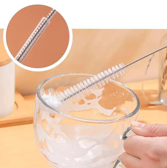 Alt view image 4 of 7 - Mainstays 2-Piece Bottle and Straw Curved Cleaning Brush Set, 12" L, Cool Blue/White