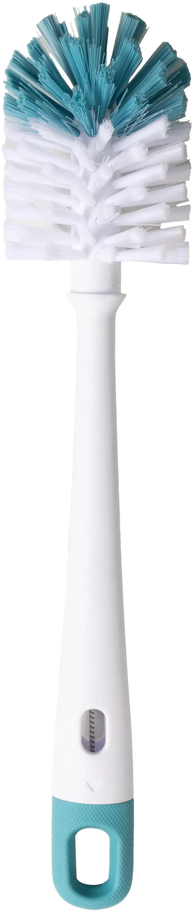 Main image of Mainstays 2-Piece Bottle and Straw Curved Cleaning Brush Set, 12" L, Cool Blue/White