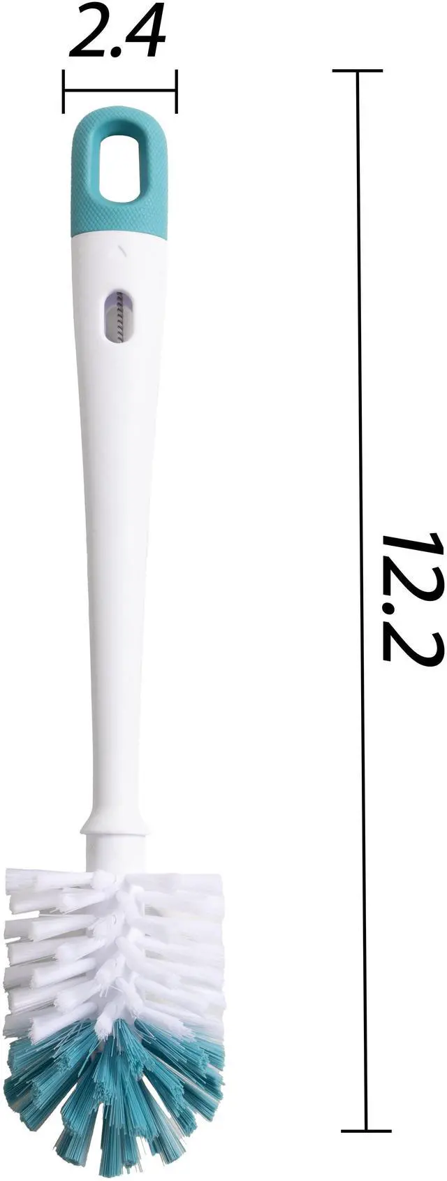 Alt view image 7 of 7 - Mainstays 2-Piece Bottle and Straw Curved Cleaning Brush Set, 12" L, Cool Blue/White