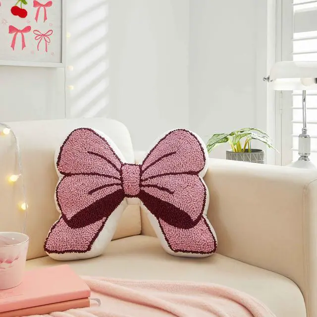 Main image of Mainstays 16 in x 13 in Pink Bow Decorative Throw Pillow