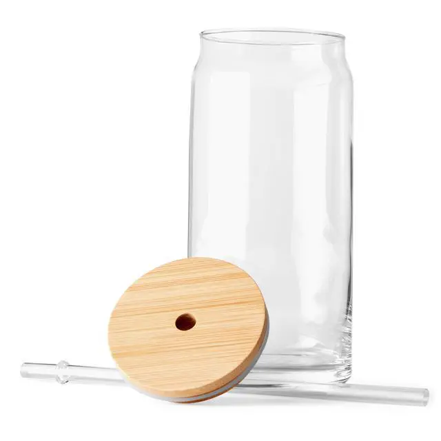 Alt view image 4 of 6 - Mainstays Briar Can Glass Drinkware with Lids & Straws, Set of 4