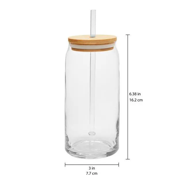 Alt view image 2 of 6 - Mainstays Briar Can Glass Drinkware with Lids & Straws, Set of 4