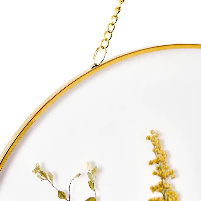 Alt view image 5 of 6 - Mainstays Hanging Gold Circular Framed Glass Dried Pressed Floral Wall Decor, 9x9