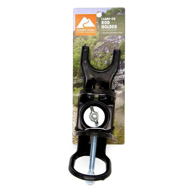 Alt view image 4 of 7 - (2 pack) Ozark Trail Adjustable Clamp-On Fishing Rod Holder with Rubber-Coated Clamp for Flat Mounting Surfaces
