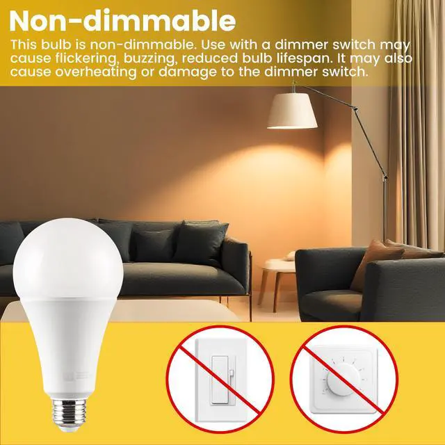 Alt view image 4 of 7 - (2 pack) Great Value High Output A23 LED Light Bulb, 30-Watt (300W Equivalent), Soft White, E26 Medium Base