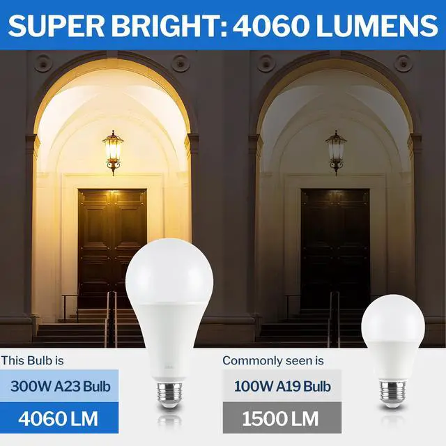 Alt view image 7 of 7 - (2 pack) Great Value High Output A23 LED Light Bulb, 30-Watt (300W Equivalent), Soft White, E26 Medium Base