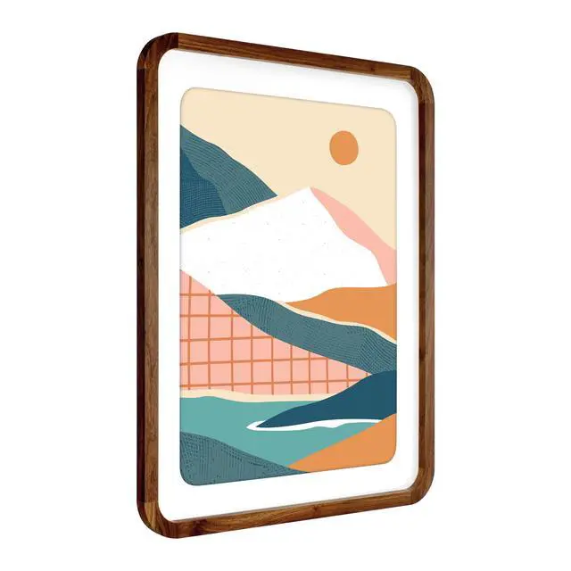 Alt view image 6 of 6 - Mainstays 18x24 Picture Frame Walnut Wood Matted Rounded Corners Wall Photo Frame