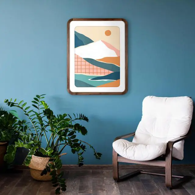 Alt view image 5 of 6 - Mainstays 18x24 Picture Frame Walnut Wood Matted Rounded Corners Wall Photo Frame