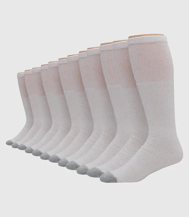 Alt view image 6 of 6 - Hanes Men's Double Tough Durability Over-the-Calf Socks, 12-Pack, Size 6-12