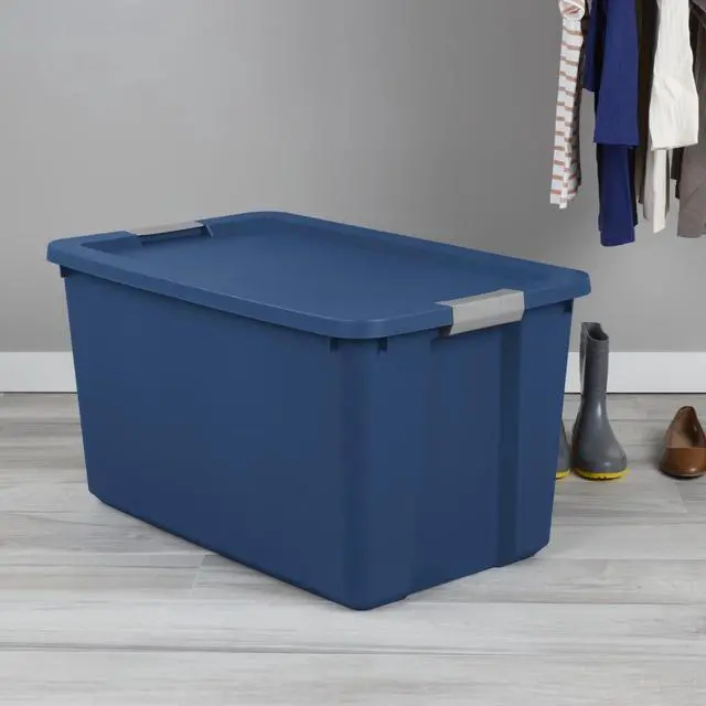 Alt view image 7 of 7 - Sterilite 34 Gallon Extra-Large Storage Bin, Plastic Storage Container with Latch Lid, Blue