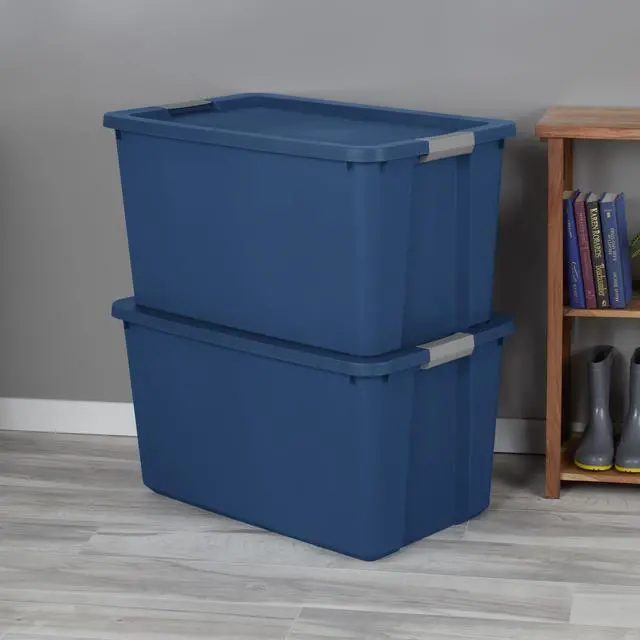 Alt view image 2 of 7 - Sterilite 34 Gallon Extra-Large Storage Bin, Plastic Storage Container with Latch Lid, Blue