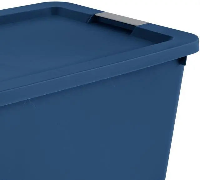 Alt view image 6 of 7 - Sterilite 34 Gallon Extra-Large Storage Bin, Plastic Storage Container with Latch Lid, Blue