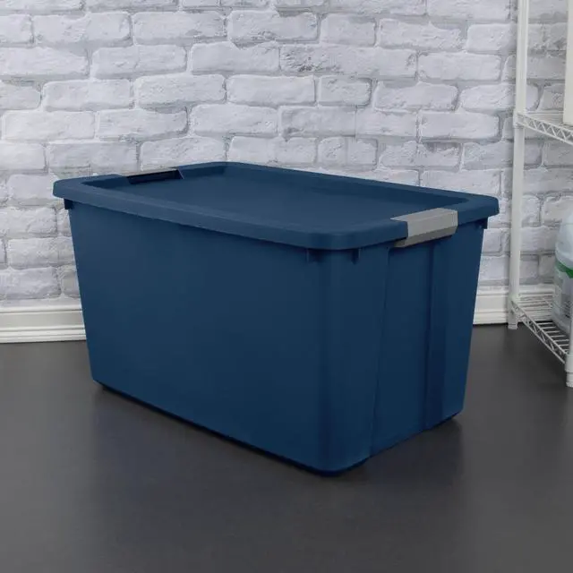 Alt view image 3 of 7 - Sterilite 34 Gallon Extra-Large Storage Bin, Plastic Storage Container with Latch Lid, Blue