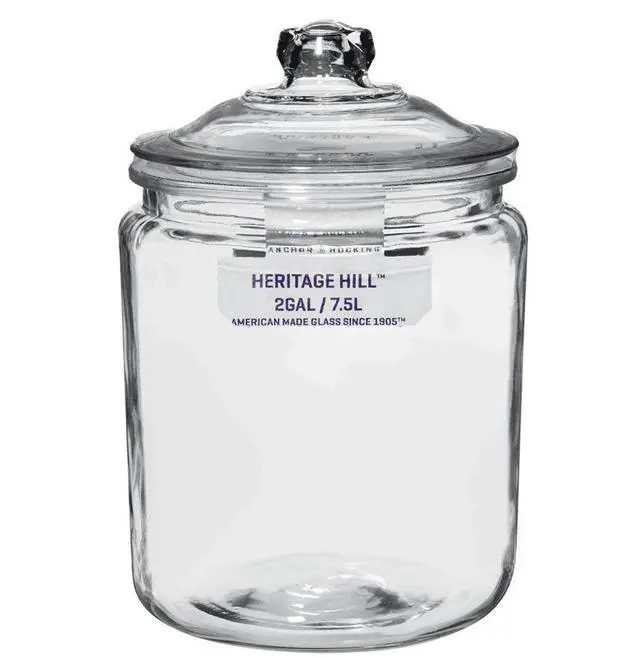 Alt view image 3 of 7 - Anchor Hocking Heritage Hill Glass Jar with Lid, 2 Gallon, Made for Pantry Jar Storage and Display