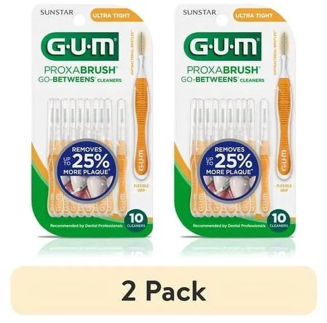 Main image of (2 pack) GUM Proxabrush Go-Betweens - Ultra Tight, Interdental Brushes, Soft Bristled Dental Picks, 10 Count