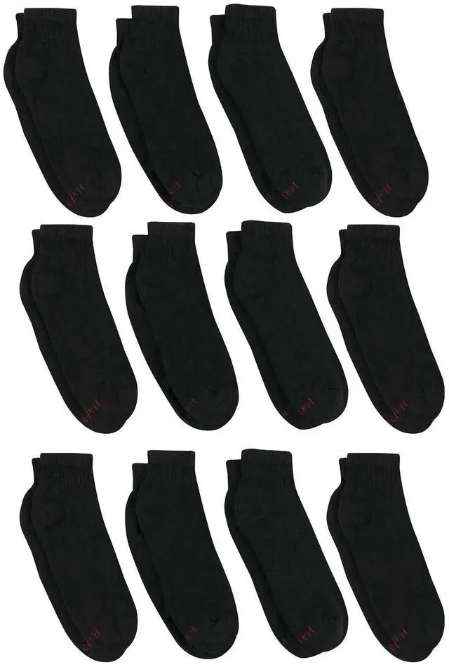 Main image of Hanes Men's Double Tough Durability Ankle Socks, Big & Tall, 12-Pack, Size 12-14