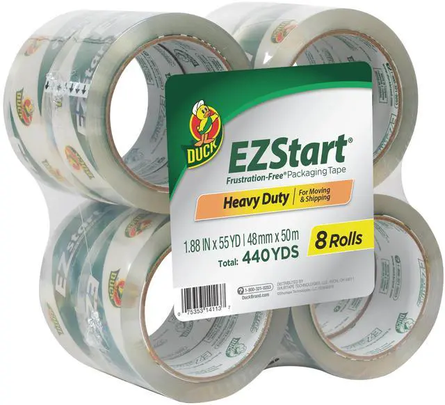 Main image of Duck EZ Start Clear Packaging Tape, 1.88 in. x 55 yd., 8 Rolls