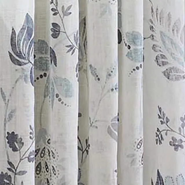 Alt view image 2 of 5 - Mainstays Blue Floral 100% Cotton Indoor Sheer Rod Pocket Single Curtain Panel , Light Blue, 50" W x 63"L