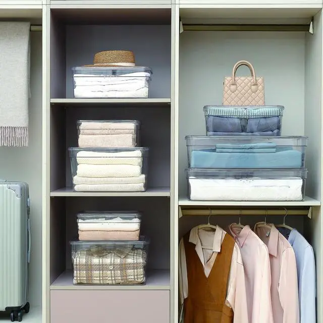 Alt view image 7 of 7 - Mainstays Clear Glossy Plastic Closet Storage Shoe Organizer Boot Box with Lid for Shoe Storage
