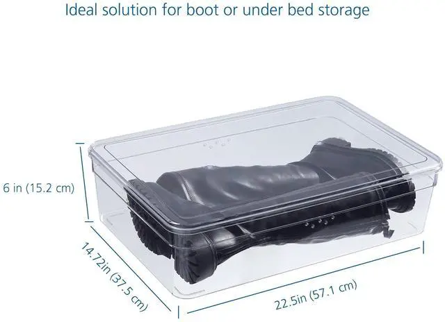 Alt view image 6 of 7 - Mainstays Clear Glossy Plastic Closet Storage Shoe Organizer Boot Box with Lid for Shoe Storage