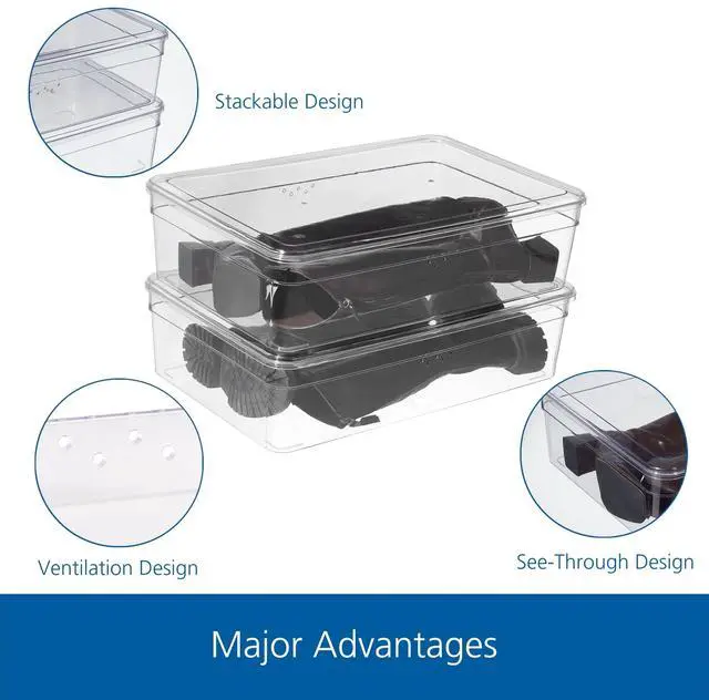 Alt view image 5 of 7 - Mainstays Clear Glossy Plastic Closet Storage Shoe Organizer Boot Box with Lid for Shoe Storage